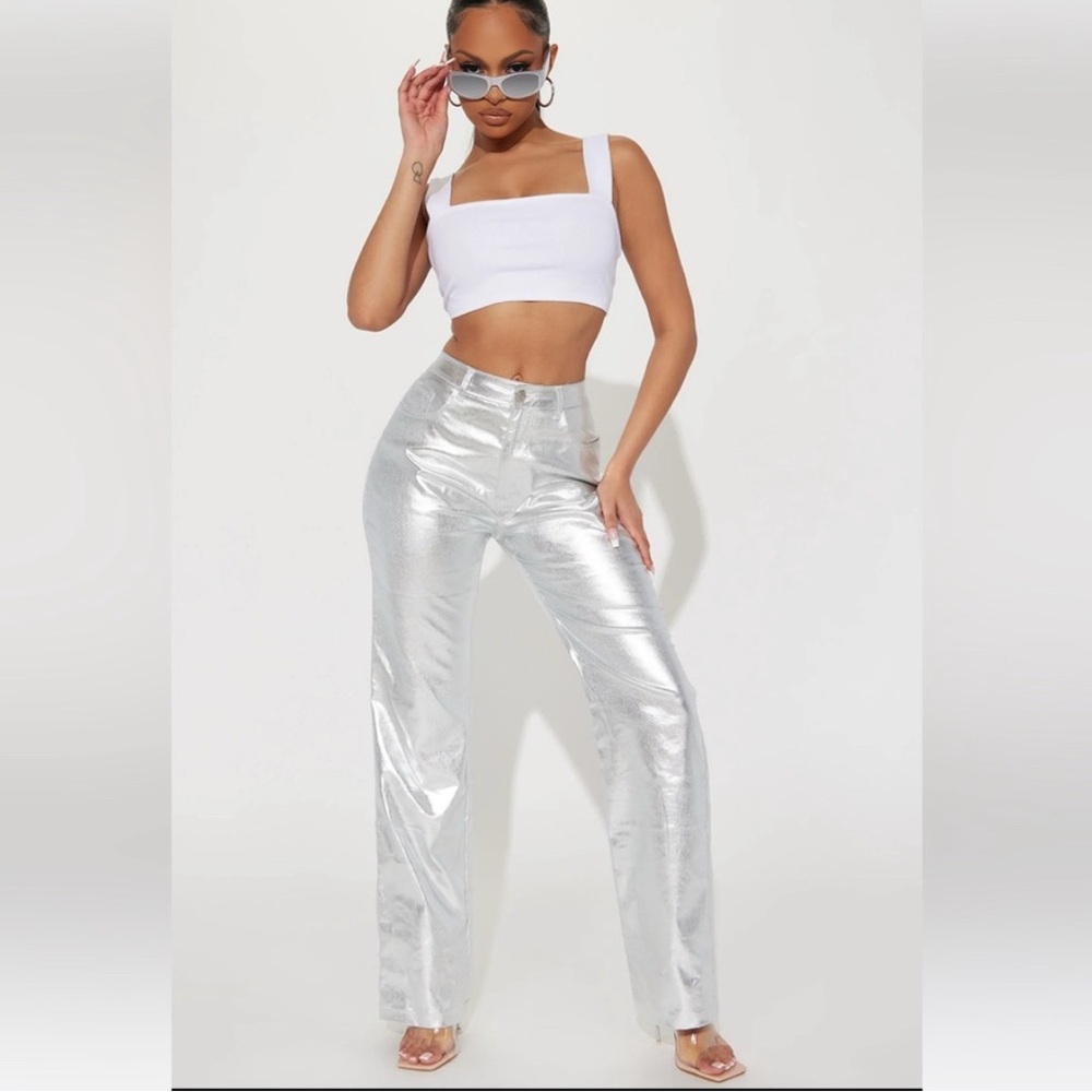 Silver Metallic Women's Pants